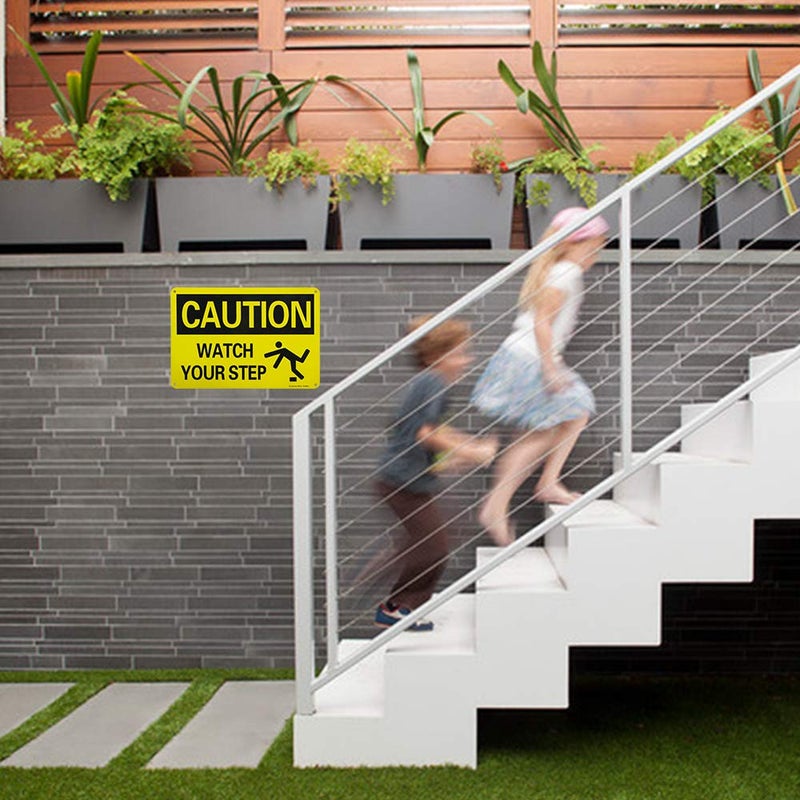 Enjoyist 2-Pack Caution Watch Your Step Sign, 10"x 7" .040 Rust Free Aluminum â€“ Reflective, UV Protected and Weatherproof - Image 5